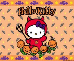 yapboz Hello Kitty Cadılar Bayramı&#039;nda giyinmiş